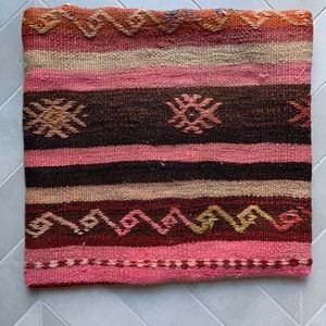 Vintage Kilim wool pillow cover 16”x16”